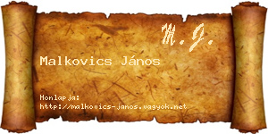 Malkovics János névjegykártya