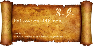 Malkovics János névjegykártya